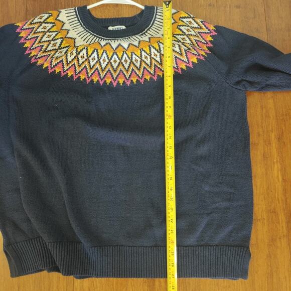 Old Navy Women 3X Plus Sweater Navy Blue Pullover Multicolor Crew Neck Fair Isle - Picture 7 of 7